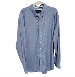 Ralph‎ Lauren blue and white plaid button down shirt men's size XLT